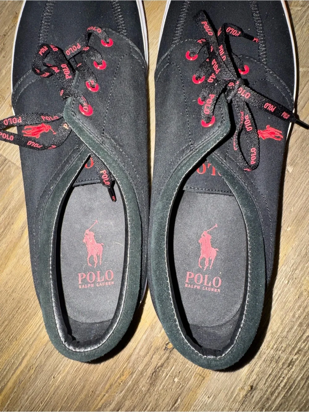Polo Ralph Lauren Men's Faxon X Low-Top Canvas Sneaker Black & Red Sz 15